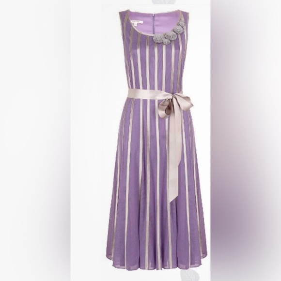 Jack Vert Sleeveless Lilac and Silver Occasion Dress-Sheer Overlay-Size 14 Can - Picture 1 of 10